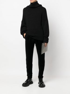 Semišové rovné kalhoty Saint Laurent černé