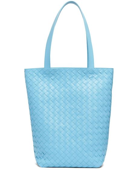 Δερμάτινη τσάντα shopper Bottega Veneta ασημί