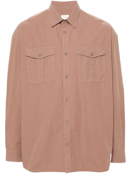 Medvilninė marškiniai su kišenėmis Emporio Armani ruda