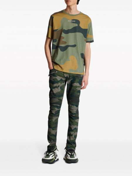 T-shirt aus baumwoll mit print mit camouflage-print Balmain