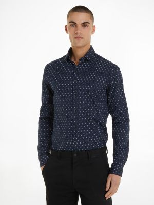 Camisa slim fit con estampado Calvin Klein azul