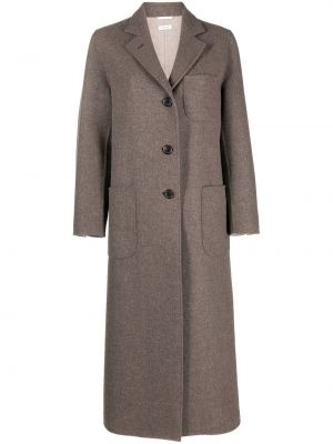 Μάλλινο μακρύ παλτό κασμίρ Thom Browne καφέ