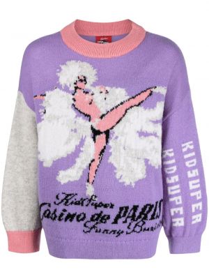 Vlnený sveter Kidsuper fialová