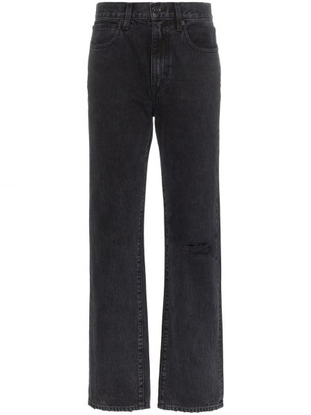 Roztrhané džínsy s rovným strihom Slvrlake čierna