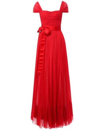 Шелковое платье с поясом Dolce & Gabbana красное
