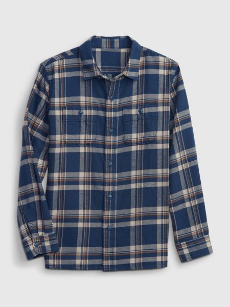 Flanelová kockovaná košeľa Gap modrá