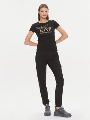 Slim fit tričko Ea7 Emporio Armani černé