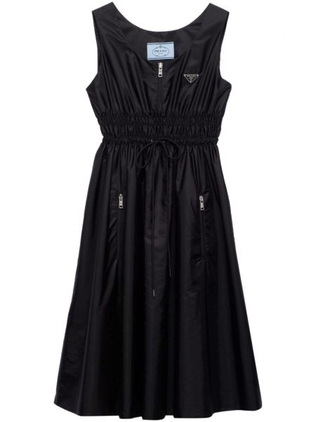 Nylonový midi šaty Prada čierna