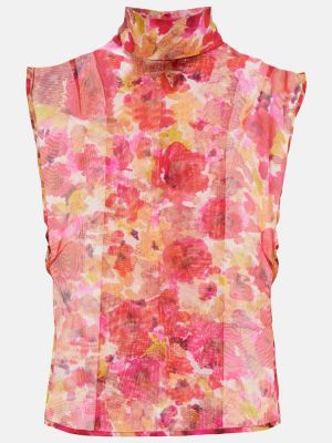 Top s cvetličnim vzorcem z mrežo Dries Van Noten roza