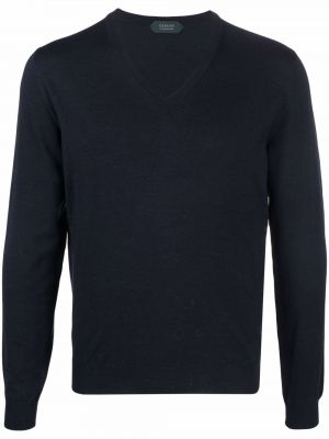 Jersey de punto con escote v de tela jersey Zanone azul