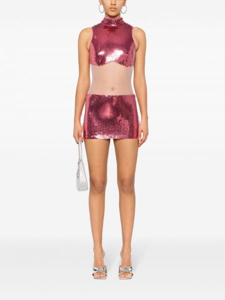 Transparentes pailletten minikleid David Koma pink