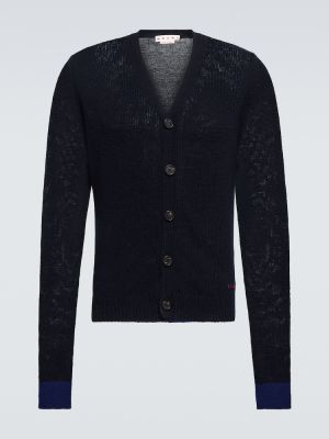 Woll strickjacke mit v-ausschnitt Marni schwarz