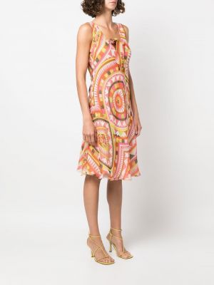 Hedvábné šaty s potiskem Emilio Pucci Pre-owned růžové