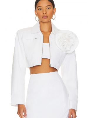 Джинсовая куртка в цветочек с аппликацией Lamarque белая