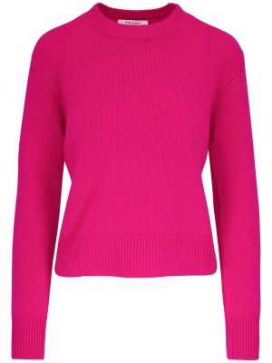 Кашмирен пуловер с кръгло деколте Frame розово