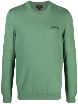 Пуловер бродиран A.p.c. зелено