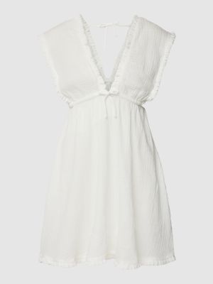 Sukienka mini z falbankami Review Female biała