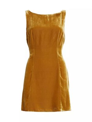 Бархатное платье в бельевом стиле Reformation желтое