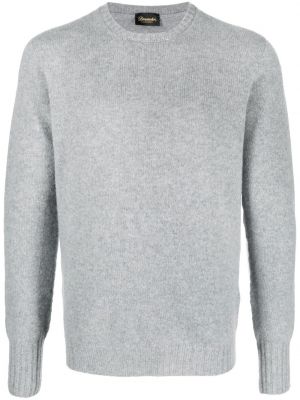 Kašmírový svetr s kulatým výstřihem Drumohr šedý