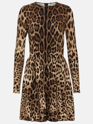 Jersey obleka s potiskom z leopardjim vzorcem Dolce&gabbana
