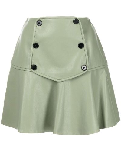 Kožená sukně s vysokým pasem na zip Alexis - zelená