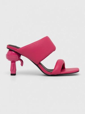 Sandale din piele cu toc Karl Lagerfeld roz