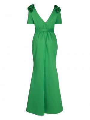 Gėlėtas vakarinė suknelė Badgley Mischka žalia
