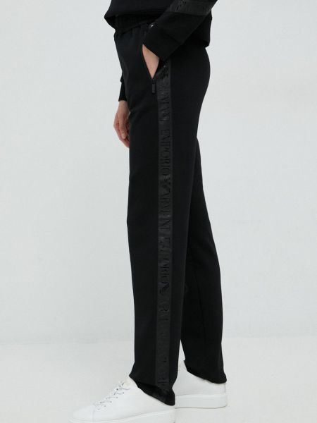 Emporio Armani nadrág női, fekete, közepes derékmagasságú egyenes