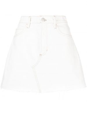 Bavlněné džínová sukně s vysokým pasem na zip Frame - bílá