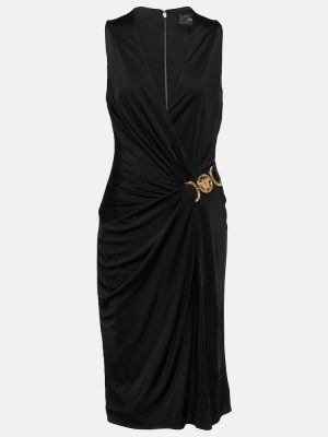 Midi haljina s draperijom Versace crna