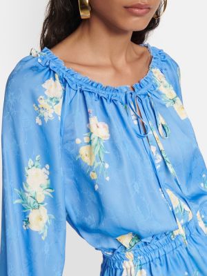Mini haljina s cvjetnim printom Loveshackfancy plava