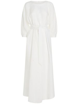 Lněné midi šaty Loro Piana bílé