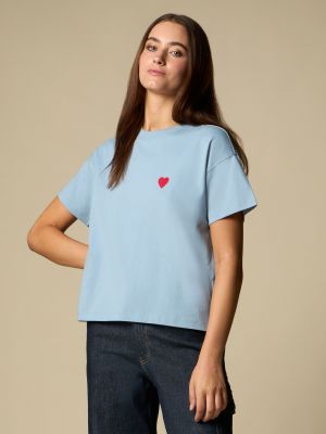 Хлопковая футболка с вышивкой Nice&chic синяя