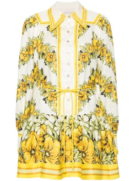 Kvetinové rovné šaty s potlačou Alemais žltá