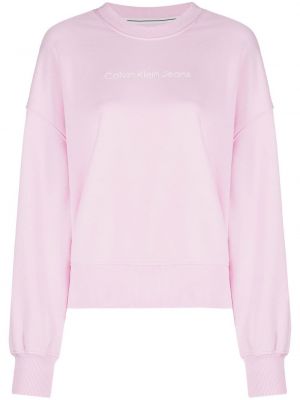 Trykt bomull sweatshirt Calvin Klein Jeans rosa