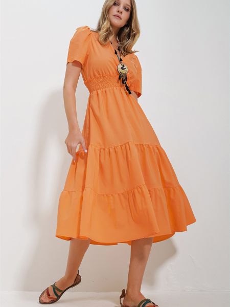 Pletené šaty Trend Alaçatı Stili oranžové