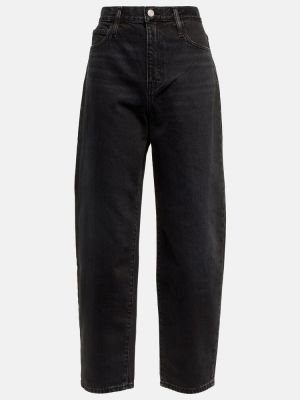 Bavlněné džíny s vysokým pasem Frame - černá