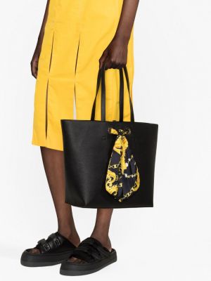 Shopper kabelka s potiskem Versace Jeans Couture černá