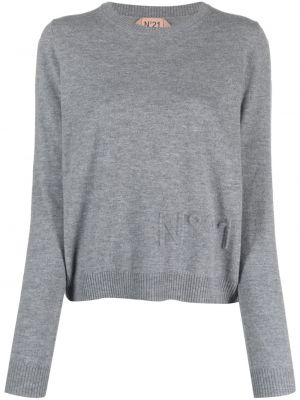 Вълнен пуловер с кръгло деколте N°21 сиво