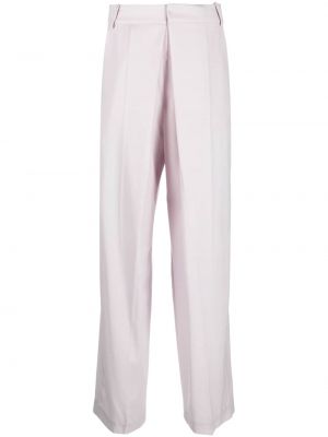 Plisované bavlněné klasické kalhoty Low Classic fialové