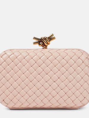 Kožna clutch torbica Bottega Veneta ružičasta