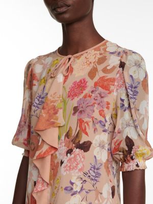 Svilena bluza s cvjetnim printom Etro ružičasta