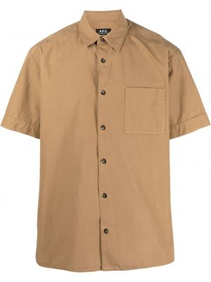 Chemise en coton avec manches courtes A.p.c. marron