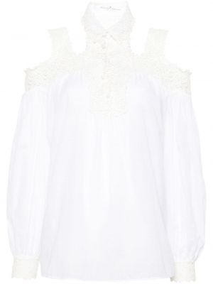 Bluză cu broderie din bumbac cu model floral Ermanno Scervino alb