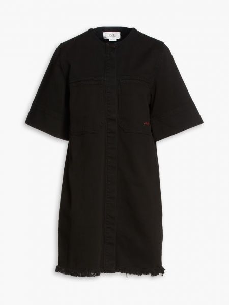 Джинсовое платье-рубашка мини с потертостями Victoria, Victoria Beckham черный