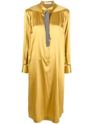 Копринена коктейлна рокля Fabiana Filippi жълто