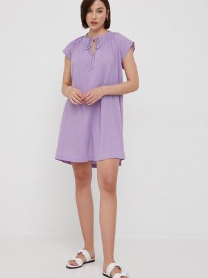 Pamučna mini haljina United Colors Of Benetton ljubičasta