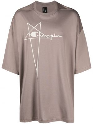 T-shirt con stampa Rick Owens X Champion grigio