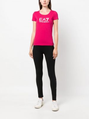 T-shirt aus baumwoll mit print Ea7 Emporio Armani pink