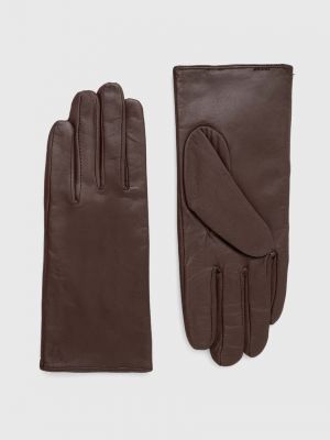 Rękawiczki skórzane Answear Lab brązowe